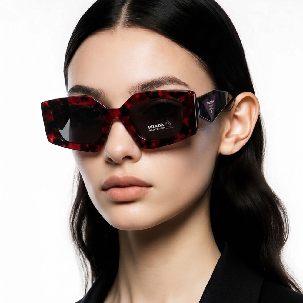 New Authentic Prada Red Tortoise Shell Sunglasses